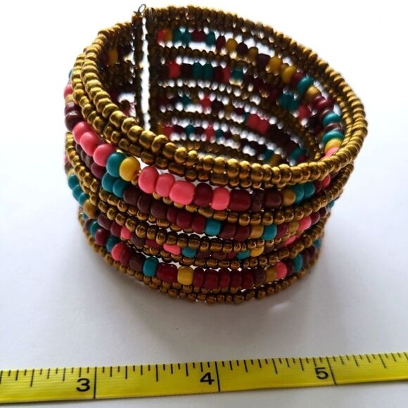 BOHO Beaded  Cuff Bracelet STUNNING 😍 - Picture 1 of 10